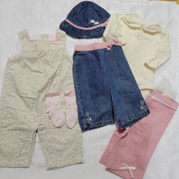 Gymboree Vintage Winter Berries Lot. Used 3-6 month denim pants, bodysuit, & hat - Picture 2 of 8
